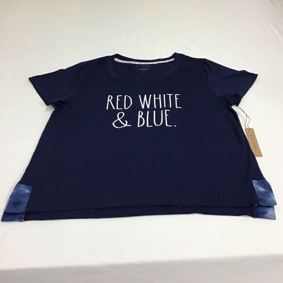 RAE DUNN RED WHITE & BLUE Tye-Dye Short Pajama Set - Picture 2 of 11